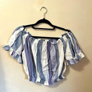 Blue and white striped top